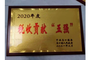 2020年度税收贡献五强企业