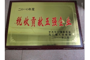 2010年度税收贡献五强企业